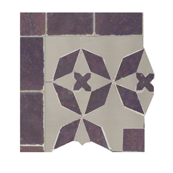 Mosaic House Moroccan tile Diamond Corner 25-9 Light Gray Purple  zellige, mosaic, zellij, border, glaze, classic 